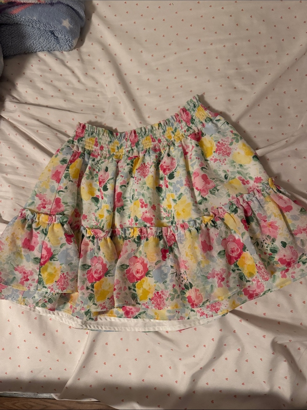 Janie and Jack Floral Tiered Skater Skirt in White, Pink & Yellow